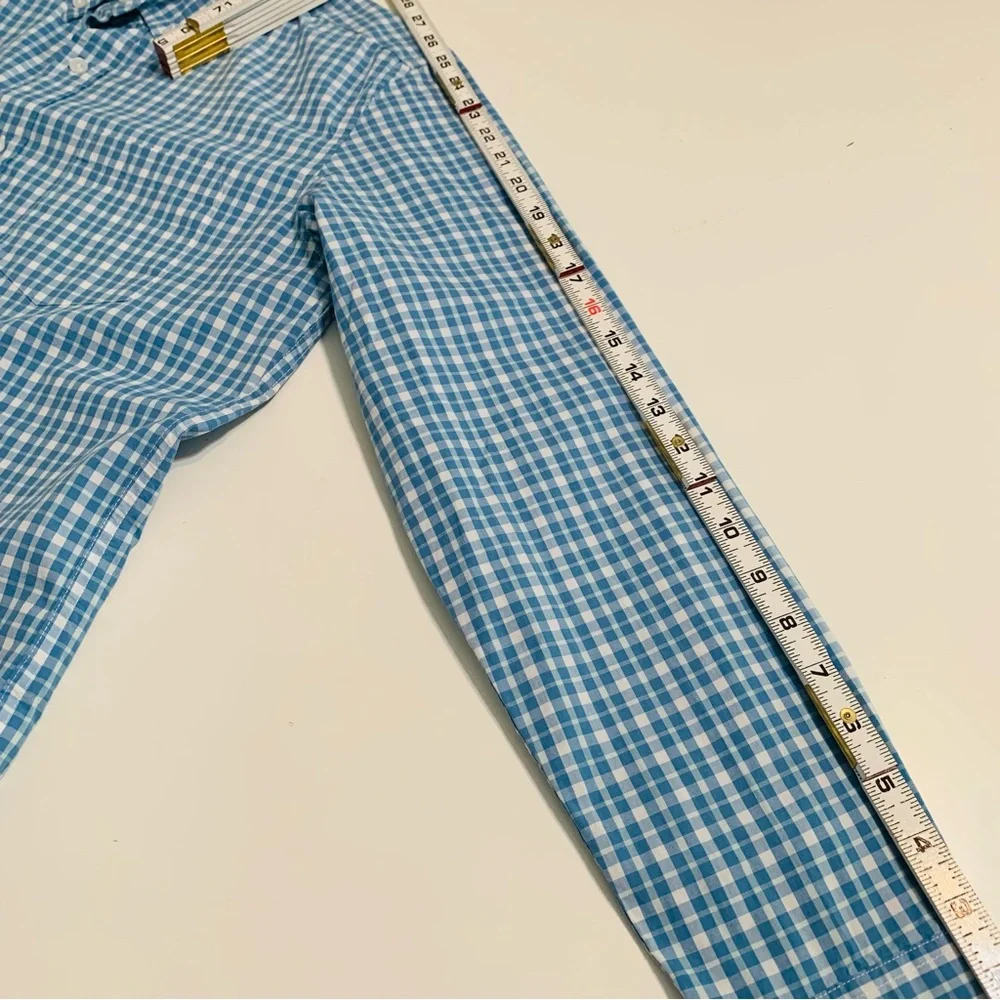 J. Crew Men’s Blue Checked Button Down Flex Washed Size Medium Slim Fit